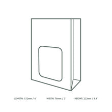 Load image into Gallery viewer, Kraft Natureflex Window fully-lined Bloomer Bag 6 x 3 x 9in
