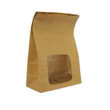 Load image into Gallery viewer, Kraft Natureflex Window fully-lined Bloomer Bag 6 x 3 x 9in (250/pack)
