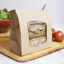 Load image into Gallery viewer, Kraft Natureflex Window fully-lined Bloomer Bag 6 x 3 x 9in (250/pack)
